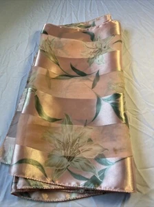 Women's Vintage Luxury Floral Pink’s Pastel Sheer Scarf 34” x 34”Easter Lilly - Picture 1 of 6