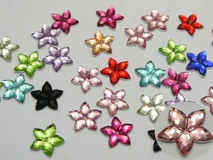 Craft DIY Mixed Color Flatback Acrylic Faceted Star Rhinestone Gems 6mm 8mm 10mm - Picture 1 of 7