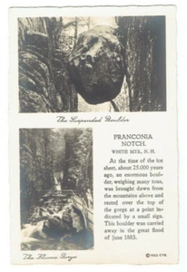 Suspended Boulder Flume Gorge Franconia Notch New Hampshire NH Postcard 1933 CTB - Picture 1 of 2