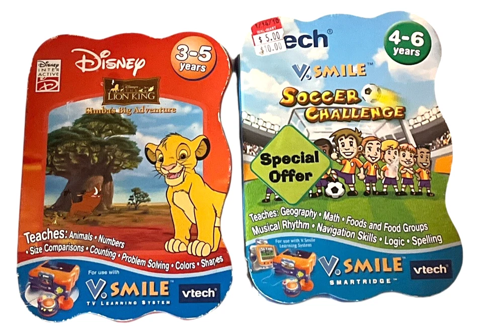 V Tech V Smile Simba's Big Adventure The Lion King 3-5 & Soccer Challenge 4-6 - Image 1 of 2