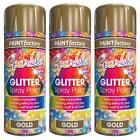 3X Gold Glitter Spray Paint Decorative Creative Art Crafts Picture Frames 200ml