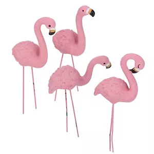 4 Pack Resin Pink Flamingo Yard Outdoor Lawn Garden Decor Art Ornament Statue - Picture 1 of 23