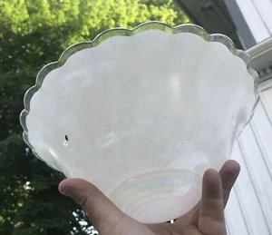 VINTAGE ANTIK HÄNGEND BAD / FLUR OPALISIEREND GLANZ ART DECO GLASSCHIRM - Bild 1 von 5