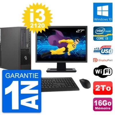 PC Fujitsu E700 Dt Pantalla 27" Intel i3-2120 RAM 16Go Disco 2To Windows 10 Wifi - Imagen 1 de 3