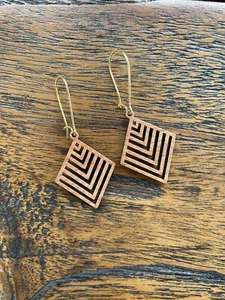 Handmade boho wooden tribal Earrings - Picture 1 of 1