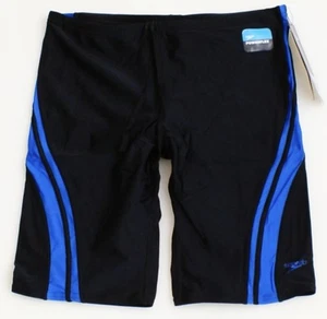 Speedo PowerFlex Black & Blue Quantum Spliced Jammer Swimsuit Youth Boy's NWT - Picture 1 of 2