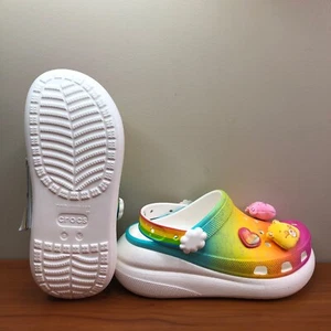 Care Bears Crocs Womens Size 10 Crush Clogs 'White Rainbow' Jibbitz Mens Sz 8 - Imagen 1 de 10