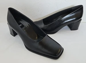 Ecco Black Pump Block Heels Shoes Square Toe Womens Size 9 - Picture 1 of 15