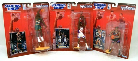 Lot of 3 Kenner NBA Starting Lineup Toy Figure Collectible Kidd Ewing Baker NIP Cover