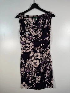 Lauren Ralph Lauren Womens Floral Ruched Faux Wrap Dress Purple Sz 10P 14x36 - Picture 1 of 10