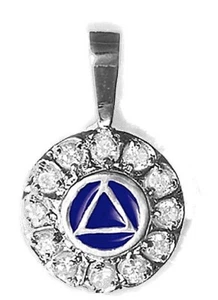 Colgante AA - Símbolo AA 5/8" con 12 CZ transparentes con esmalte azul_961_S - Imagen 1 de 1