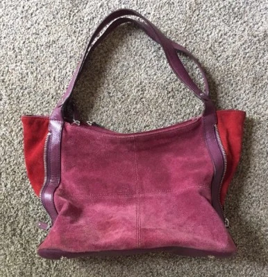 Bolso de Mano TIGNANELLO Rojo Granate Bloque de Color Gamuza Expandible Shopper Foto 1 de 4