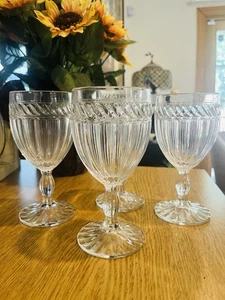 4 Mikasa Italian Countryside Pressed Swirl Crystal Iced Tea Goblets . Quality - Picture 1 of 8