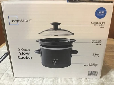 2 QT Slow Cooker Crock Pot Slow Cooker Matte Finish, Black Stoneware Crock Pot - Image 1 of 4