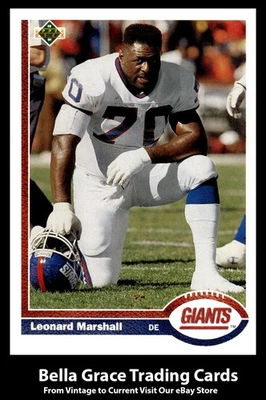 1991 Upper Deck Leonard Marshall #441 New York Giants NFL Football - Image 1 of 2
