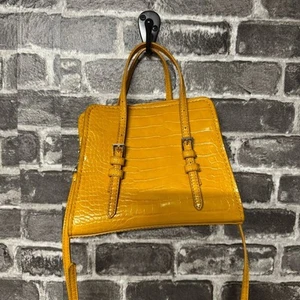 NEW Zara mini city bag with flap yellow crocodile purse - Picture 1 of 10