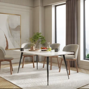White Marble Effect Dining Table - Picture 1 of 2