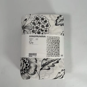 IKEA Jungfrunava Duvet Cover + Pillowcases 200x200cm White/Black Floral Retired - Picture 1 of 4