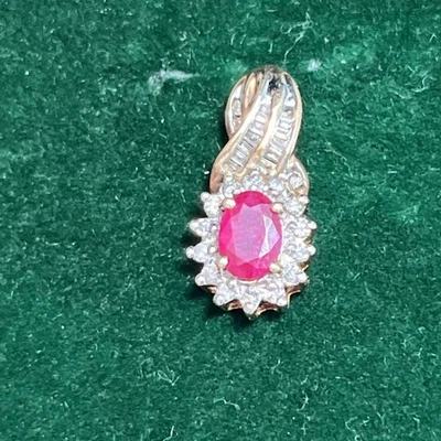 10k Gold Diamond Ruby Pendant - Image 1 of 4