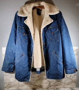 Vintage Maverick blau Denim Sherpa Western Stil Ranch Mantel Herren Größe Medium - Bild 1 von 5