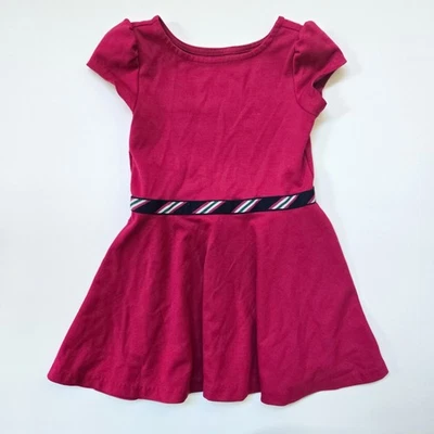 Polo Ralph Lauren Girls 4 Pink Short Sleeve Dress With Striped Waistband - Image 1 of 4