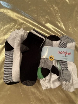 Paquete de 20 calcetines tobilleros Cat & Jack para niños suaves elásticos multi zapatos blancos talla grande 3-7 Foto 1 de 4