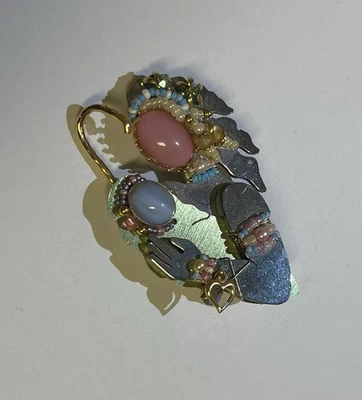 Брошь на булавке Liztech мать и ребенок подпись 2003 ремесленник ручная работа - Изображение 1 из 2