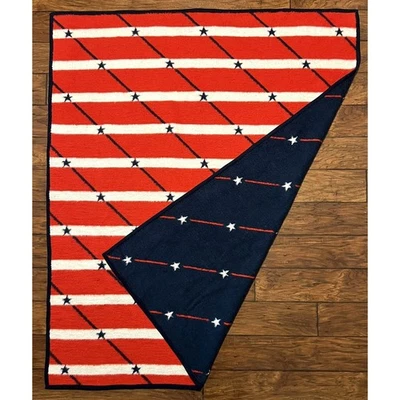 "Manta vintage Biederlack estrellas roja blanca azul hecha en bandera de EE. UU. 71"" X 59""" Foto 1 de 4