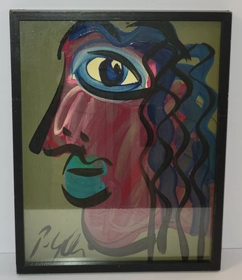 PINTURA FACIAL EXPRESIONISTA ABSTRACTA FIRMADA POR PETER KEIL enmarcada con certificado de autenticidad #1562 Foto 1 de 4