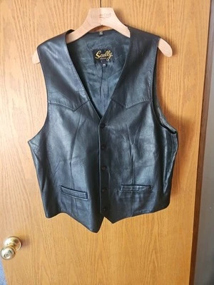 Scully Western Leather Vest Men’s 44 Black Cowboy Rodeo  Western - Image 1 of 4