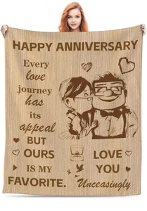 Disney Pixar Up "Carl & Ellie" Happy Anniversary 60" x 50" Throw Blanket *NEW* - Picture 1 of 5