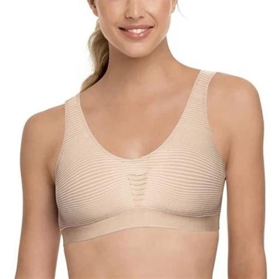NEW Bali Comfort Revolution Microfiber Crop Top Bra 103J Taupe Stripe 2XL #82774 - Image 1 of 2