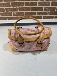 COACH OPTIC PINK SIGNATURE C VACHETTA FLAP SATCHEL TOTE PURSE HANDBAG 100$ OFF - Bild 1 von 13