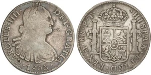 SPAIN COIN CAROLUS IIII 8 REALES 1803 MEXICO F.T. KM#109 CARLOS IV CAL977 SILVER - Imagen 1 de 1