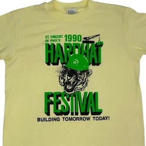Vintage 90s Vincent De Pauls Festival T Shirt Youth Medium 10-12 Kids USA Yellow - Picture 1 of 8