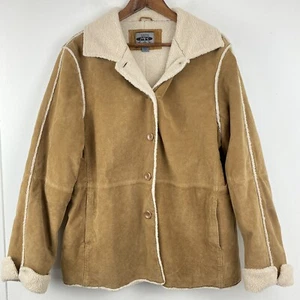 AR Bernardo size XL Women’s Tan Suede Sherpa Lined Button Up Jacket - Picture 1 of 8
