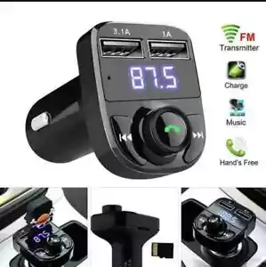 Transmisor FM Bluetooth inalámbrico para automóvil Reproductor de MP3 USB Cargador de automóvil Adaptador Reino Unido - Imagen 1 de 9