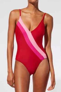 Solid & Striped The Ariel Swimsuit Colorblock Crimson Measures Small NWD - Picture 1 of 3
