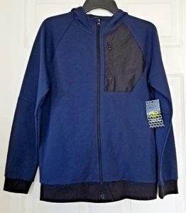 ATHLETIC WORKS Boys Navy Jacket Long Sleeve Zip Front Hoodie Size XL 14-16 NWT - Picture 1 of 9