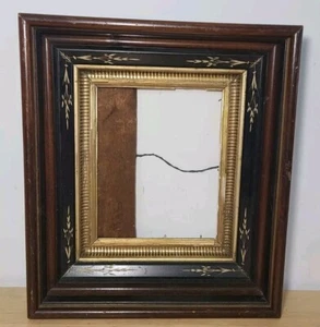 Antique Wood Picture Frame Victorian Etched Detail Gold Gilt Deep Well No Glass - Picture 1 of 16