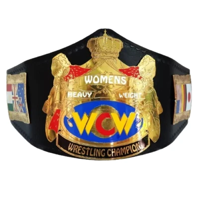 Cinturón campeón de lucha de peso pesado WCW para mujer réplica cuero negro | 2 mm Foto 1 de 3