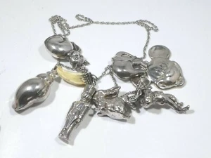 FUNKY AND FUN STERLING SILVER ENORMOUS CHARM NECKLACE 80 DWT - Picture 1 of 11