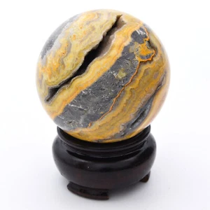 50mm Bumblebee Jasper 162g Natural Crystal Sphere Ball Gemstone, Inc Stand - Picture 1 of 6