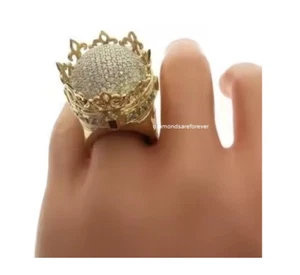 Customized Ring Royal Crown Ring Hip Hop Ring Moissanite 925 Sterling Silver - Picture 1 of 6