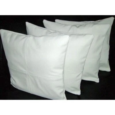 Cushion Cover Leather Pillow Throw Hair Decorative Genuine Decor Rug White 4 - Image 1 of 3