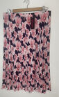 DIVINE Women's Midi Skirt Navy Pink Flower Stretch Elasticated Waist UK16 A215