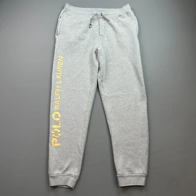 Polo Ralph Lauren Pants Boys XL Gray Gold Logo Fleece Jogger Casual Active - Image 1 of 4