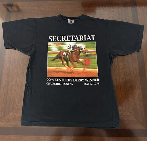 Vintage T-Shirt (Secretariat) 99th Kentucky Derby Winner Champion-Black Size L Cover