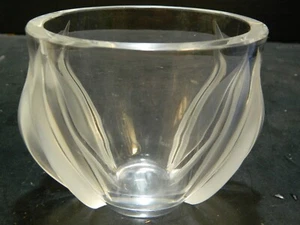 Vaso tondo vintage firmato Lalique due tulipani arte vetro 3,88" x 4,75"x4,13" Excel - Foto 1 di 8