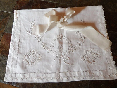 Acienne pochette,lingerie fine,brodée,Alice,ruban satin,belle époque - Photo 1/4